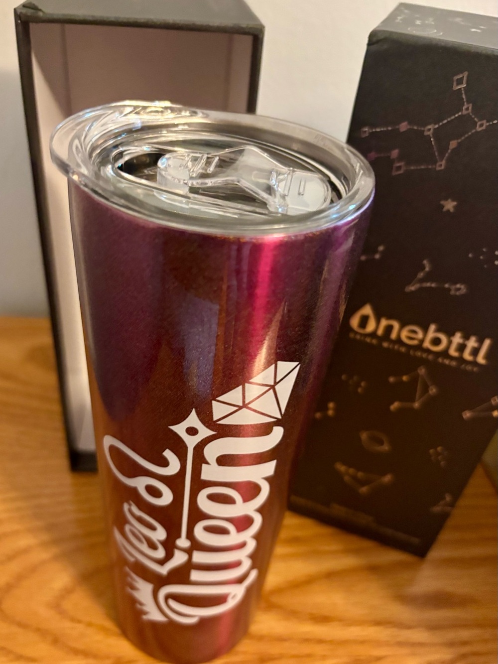 Onebttl~Leo Queen Insulated Travel Tumbler - Iridescent Purple~New~Gift Box